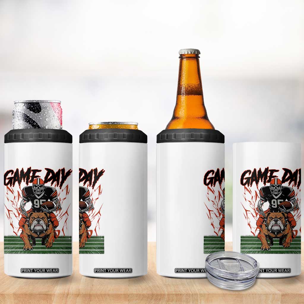 Funny Skeleton Playing Football 4 in 1 Can Cooler Tumbler Game Day Gift TS12 Print Your Wear