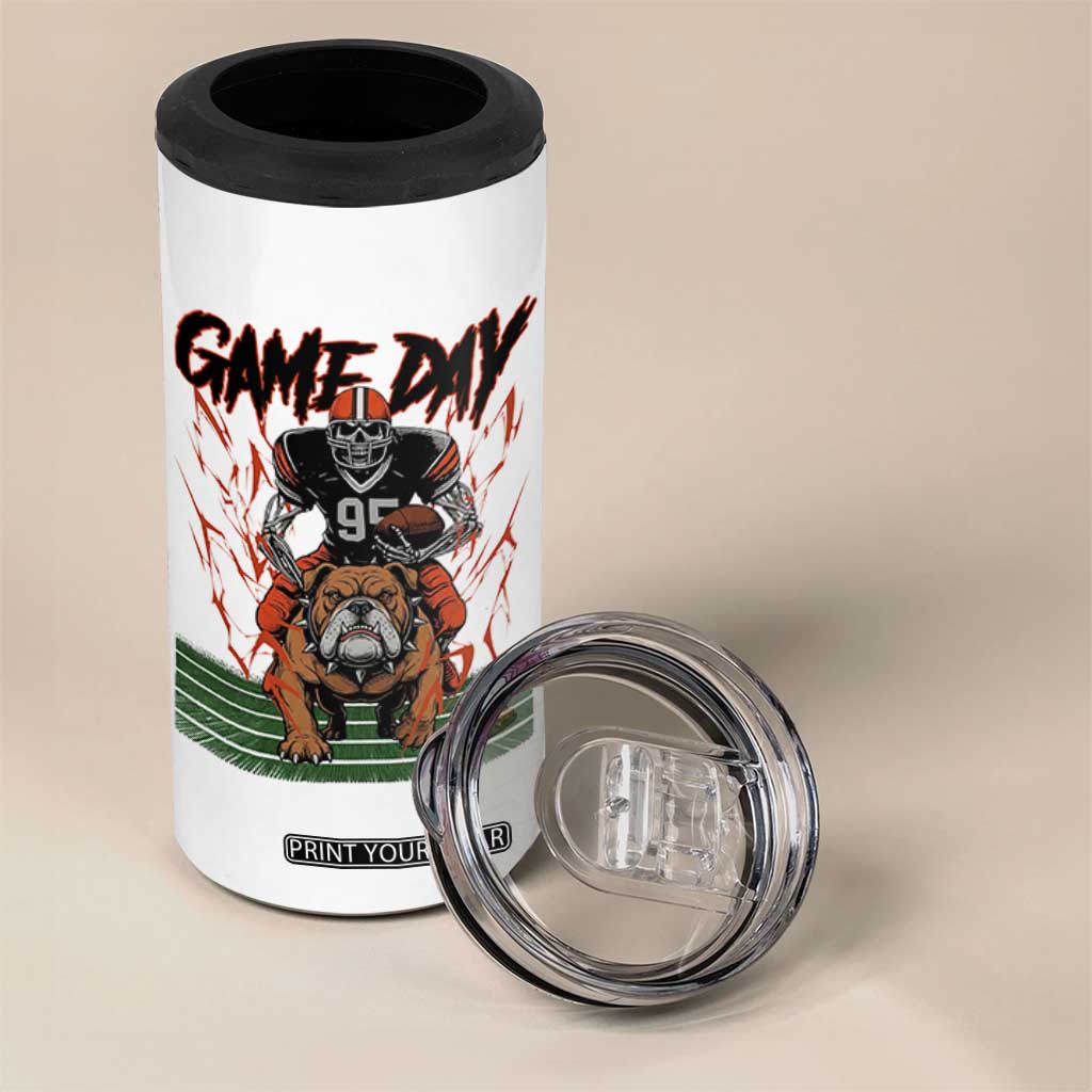 Funny Skeleton Playing Football 4 in 1 Can Cooler Tumbler Game Day Gift TS12 Print Your Wear
