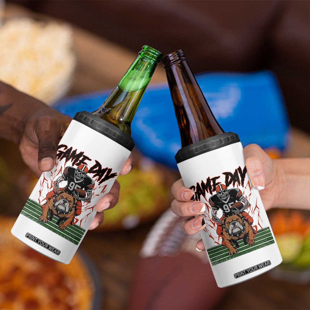Funny Skeleton Playing Football 4 in 1 Can Cooler Tumbler Game Day Gift TS12 Print Your Wear