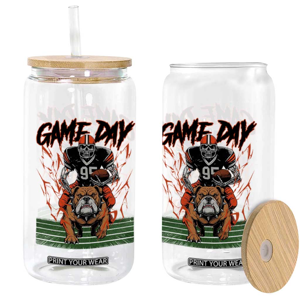 Funny Skeleton Playing Football Glass Can Game Day Gift TS12 Print Your Wear