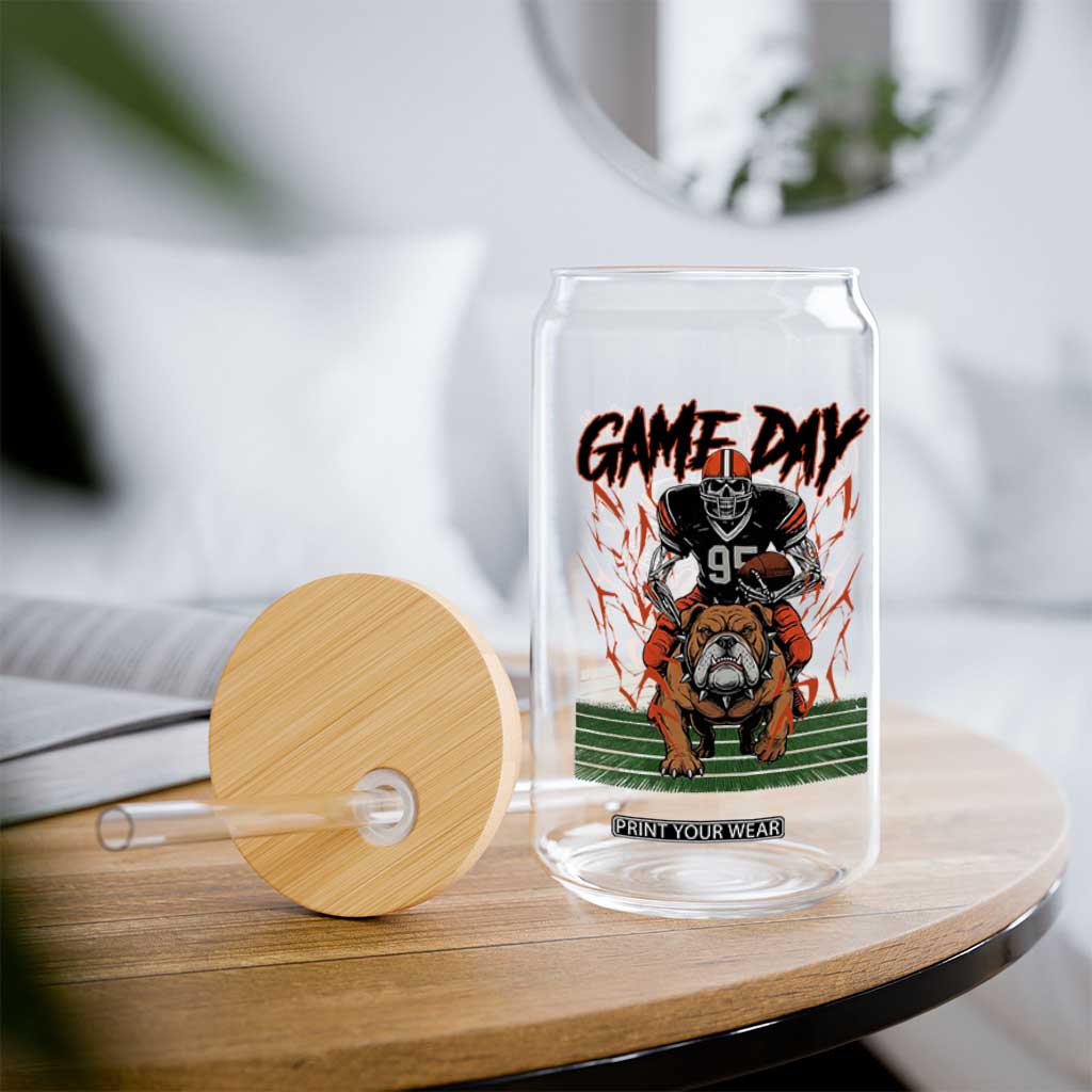 Funny Skeleton Playing Football Glass Can Game Day Gift TS12 Print Your Wear