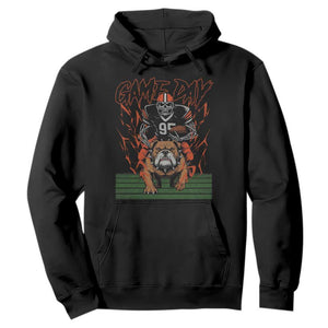 Funny Skeleton Playing Football Hoodie Game Day Gift TS12 Black Print Your Wear