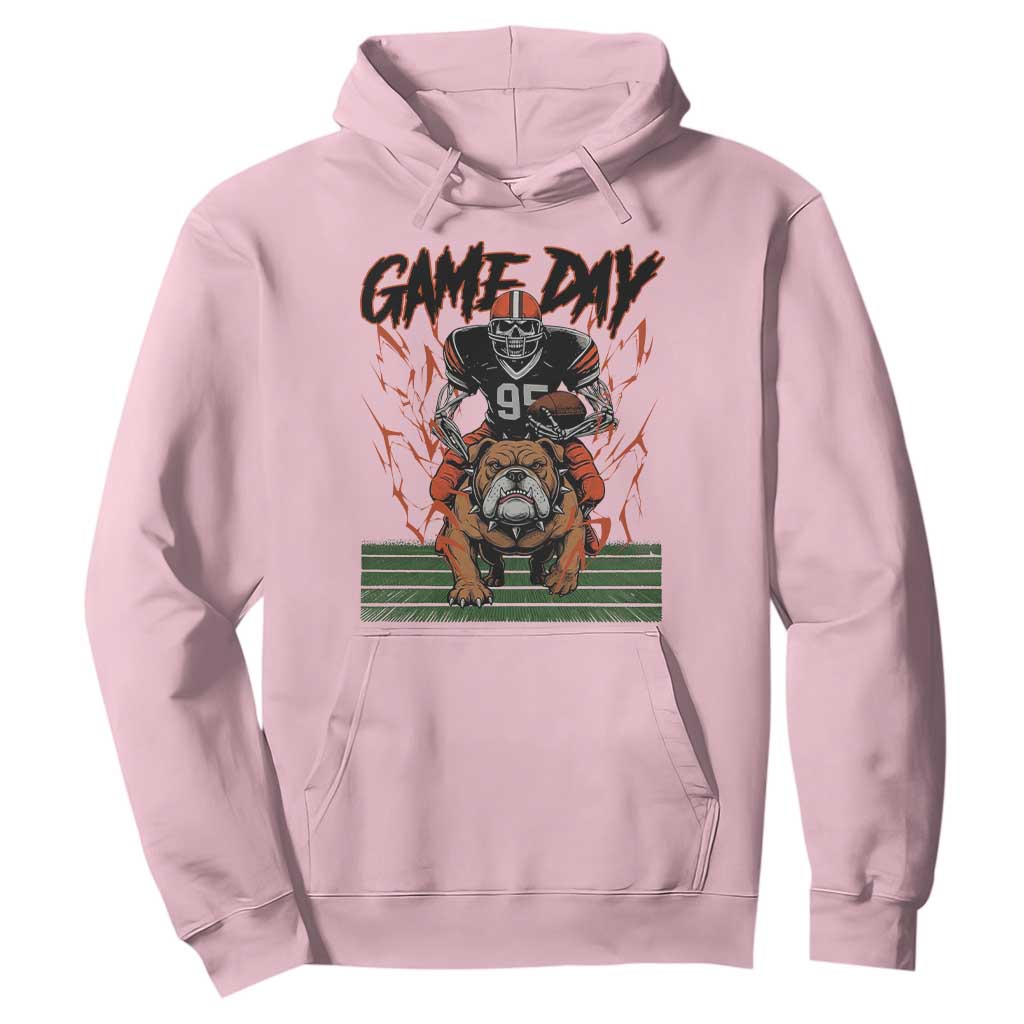 Funny Skeleton Playing Football Hoodie Game Day Gift TS12 Light Pink Print Your Wear