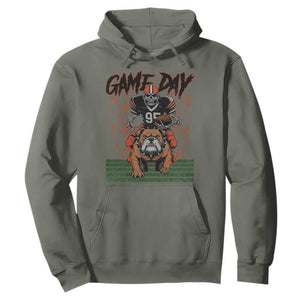 Funny Skeleton Playing Football Hoodie Game Day Gift TS12 Military Green Print Your Wear
