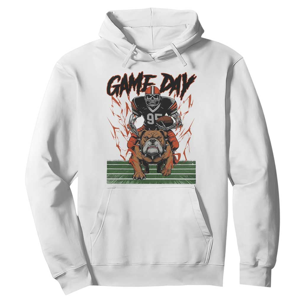 Funny Skeleton Playing Football Hoodie Game Day Gift TS12 White Print Your Wear