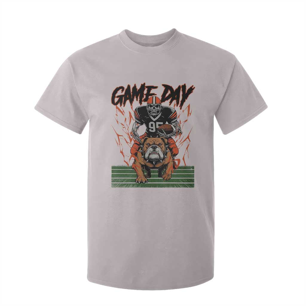 Funny Skeleton Playing Football T Shirt For Kid Game Day Gift TS12 Ice Gray Print Your Wear