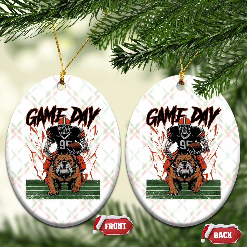 Funny Skeleton Playing Football Ceramic Ornament Game Day Gift TS12 Print Your Wear