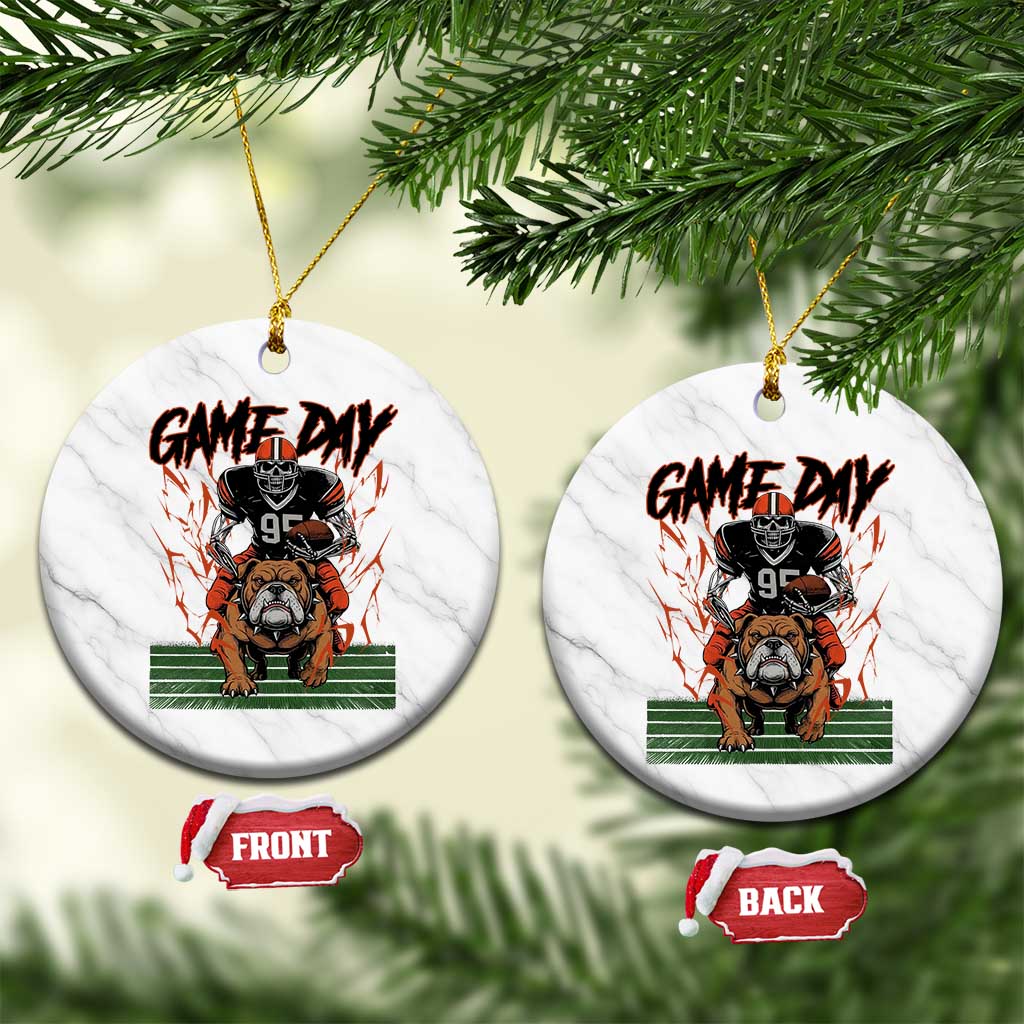 Funny Skeleton Playing Football Ceramic Ornament Game Day Gift TS12 1pc White Marble Print Your Wear