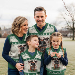 Funny Skeleton Playing Football V-Neck Knit Sweater Vest Game Day Gift TS12 Beige Green Print Your Wear