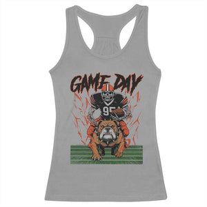 Funny Skeleton Playing Football Racerback Tank Top Game Day Gift TS12 Sport Gray Print Your Wear