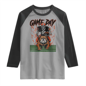 Funny Skeleton Playing Football Raglan Shirt Game Day Gift TS12 Sport Gray Black Print Your Wear
