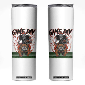 Funny Skeleton Playing Football Skinny Tumbler Game Day Gift TS12 White Print Your Wear