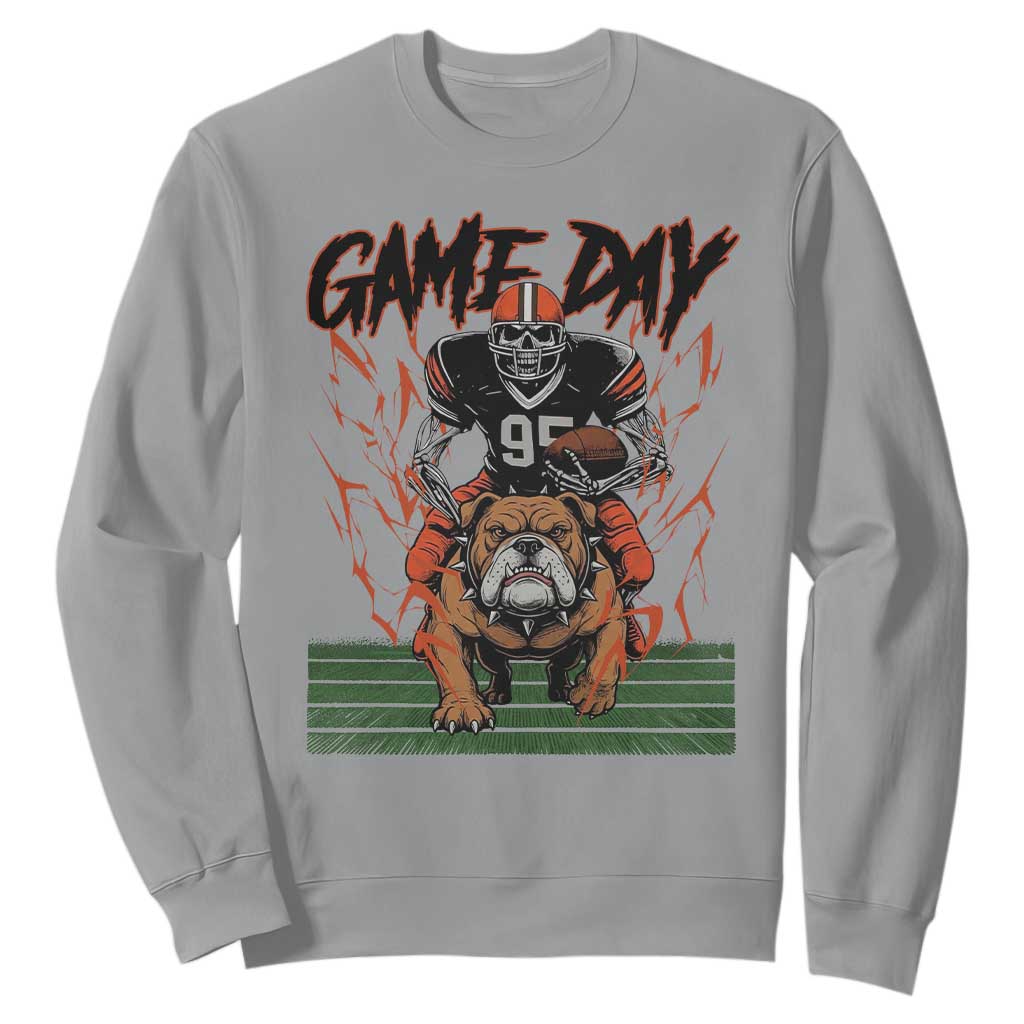 Funny Skeleton Playing Football Sweatshirt Game Day Gift TS12 Sport Gray Print Your Wear