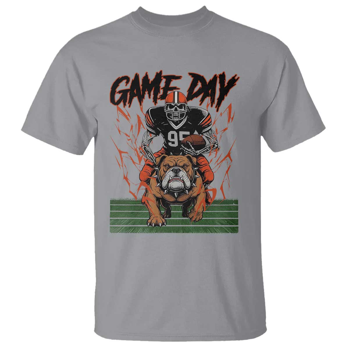 Funny Skeleton Playing Football T Shirt Game Day Gift TS12 Sport Gray Print Your Wear