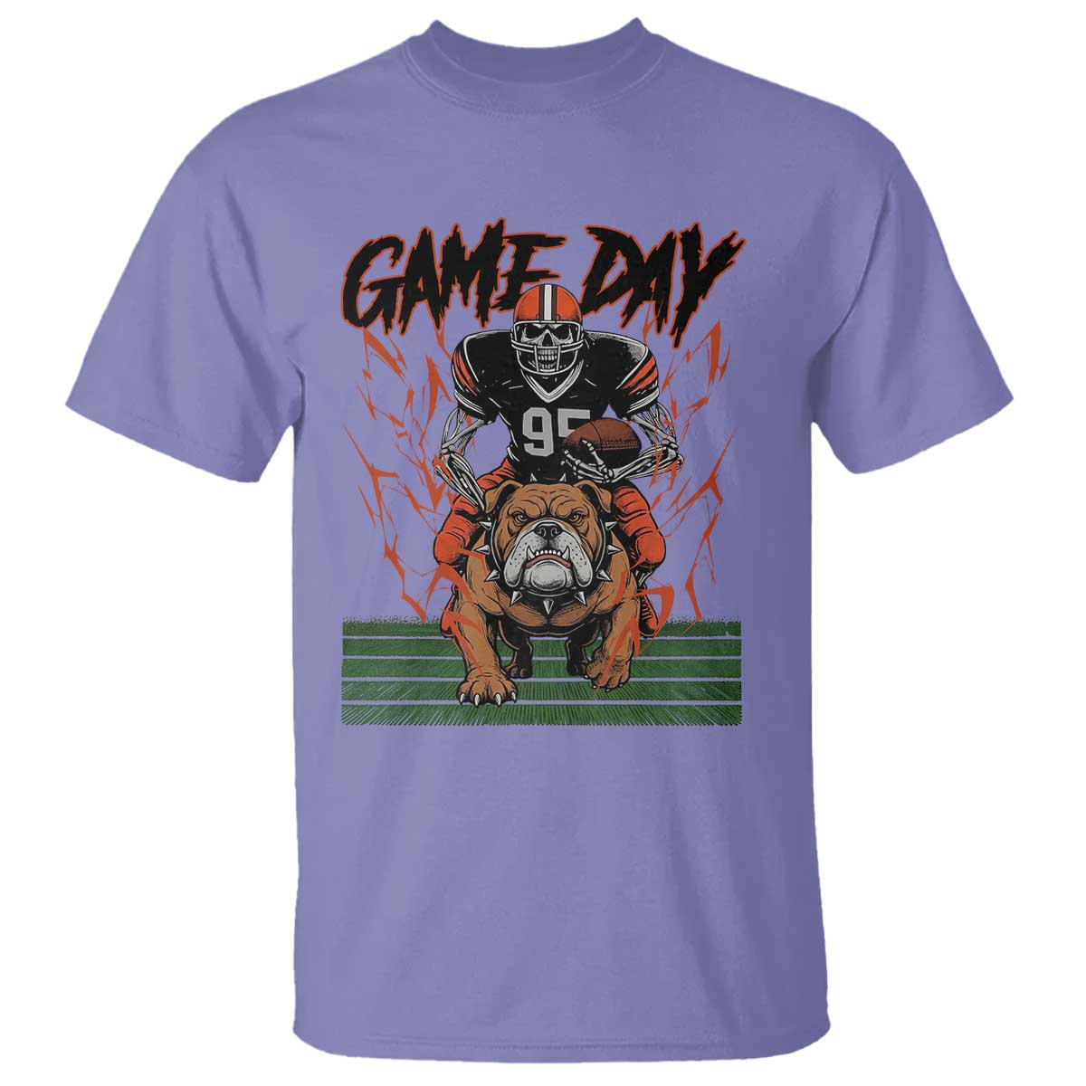 Funny Skeleton Playing Football T Shirt Game Day Gift TS12 Violet Print Your Wear