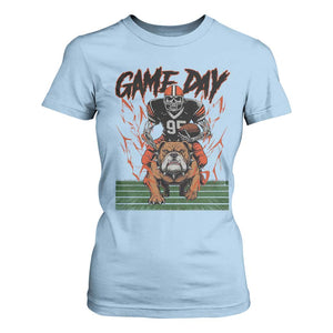 Funny Skeleton Playing Football T Shirt For Women Game Day Gift TS12 Light Blue Print Your Wear