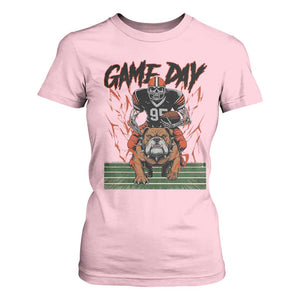Funny Skeleton Playing Football T Shirt For Women Game Day Gift TS12 Light Pink Print Your Wear