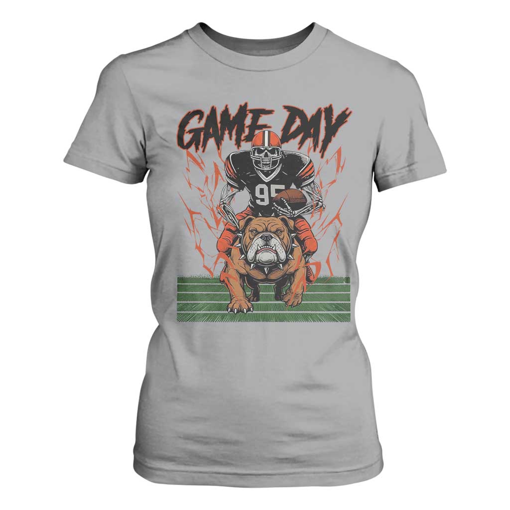 Funny Skeleton Playing Football T Shirt For Women Game Day Gift TS12 Sport Gray Print Your Wear