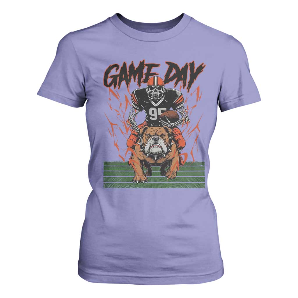 Funny Skeleton Playing Football T Shirt For Women Game Day Gift TS12 Violet Print Your Wear