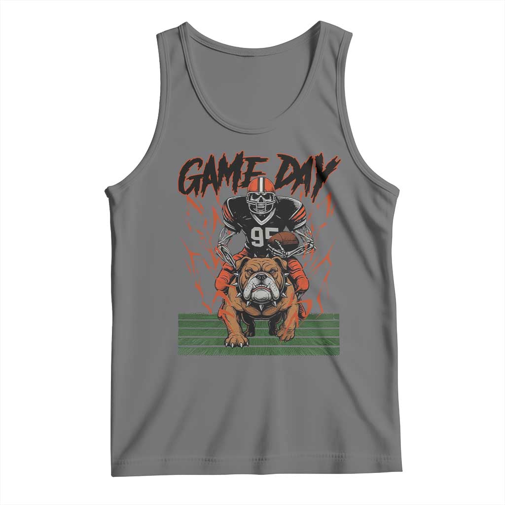 Funny Skeleton Playing Football Tank Top Game Day Gift TS12 Black Heather Print Your Wear