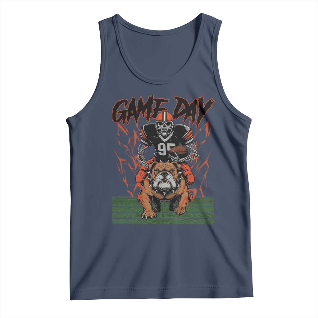 Funny Skeleton Playing Football Tank Top Game Day Gift TS12 Navy Print Your Wear