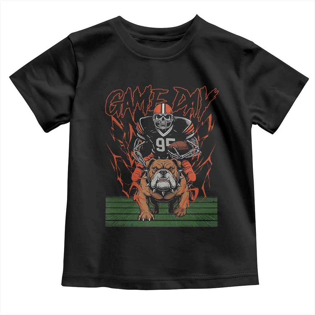 Funny Skeleton Playing Football Toddler T Shirt Game Day Gift TS12 Black Print Your Wear