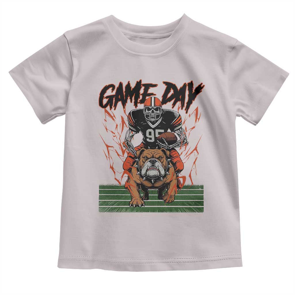 Funny Skeleton Playing Football Toddler T Shirt Game Day Gift TS12 Ice Gray Print Your Wear
