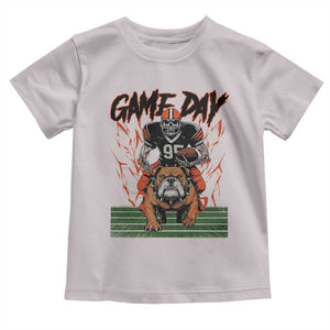 Funny Skeleton Playing Football Toddler T Shirt Game Day Gift TS12 Ice Gray Print Your Wear