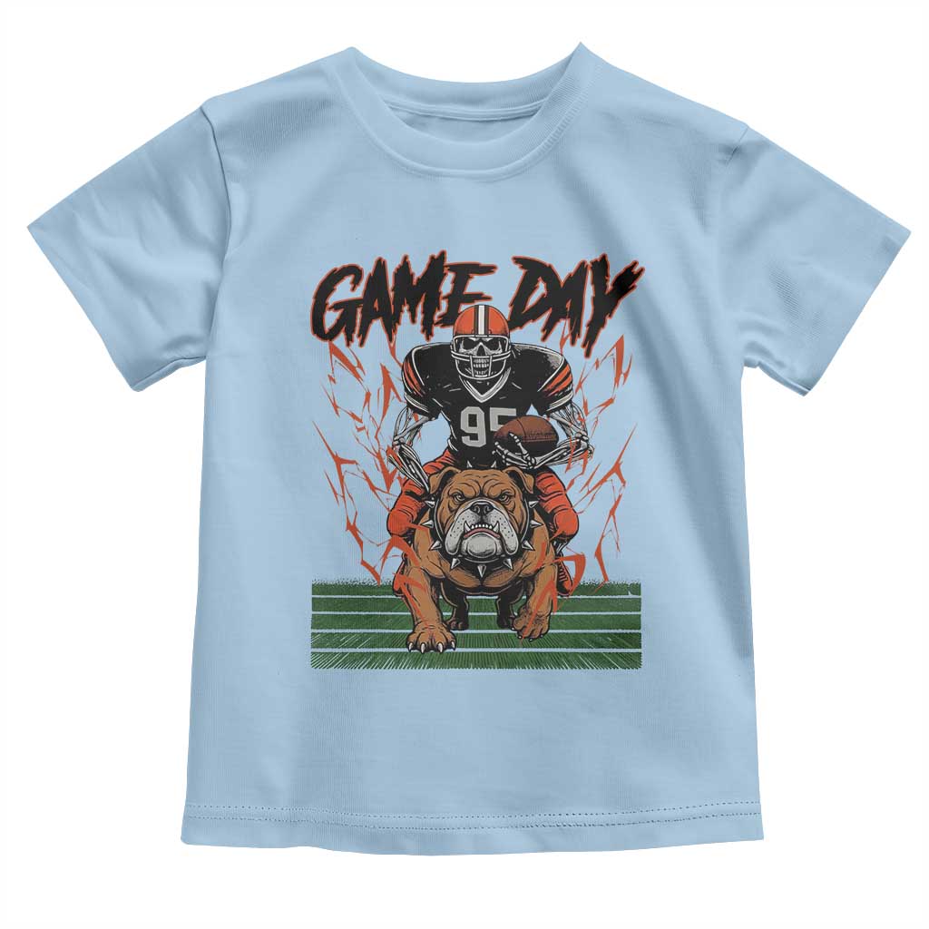 Funny Skeleton Playing Football Toddler T Shirt Game Day Gift TS12 Light Blue Print Your Wear