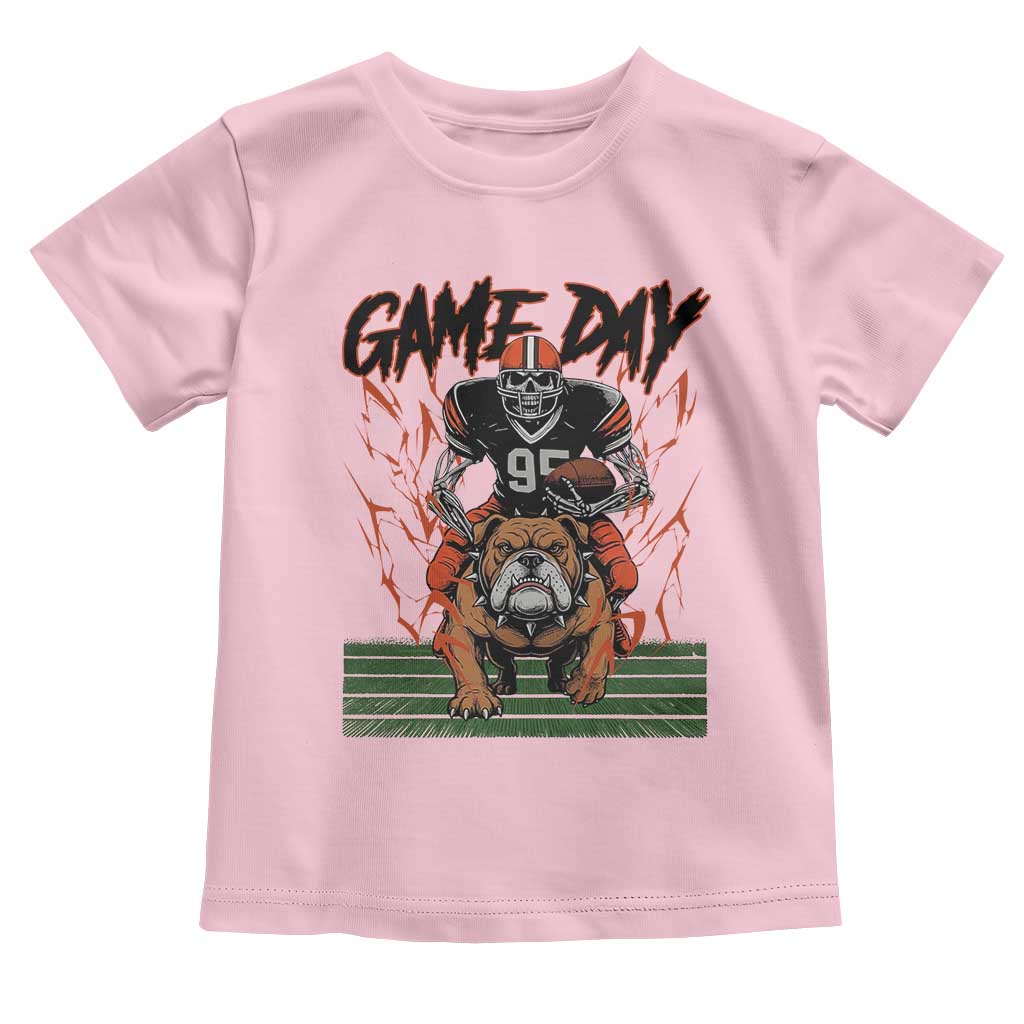 Funny Skeleton Playing Football Toddler T Shirt Game Day Gift TS12 Light Pink Print Your Wear