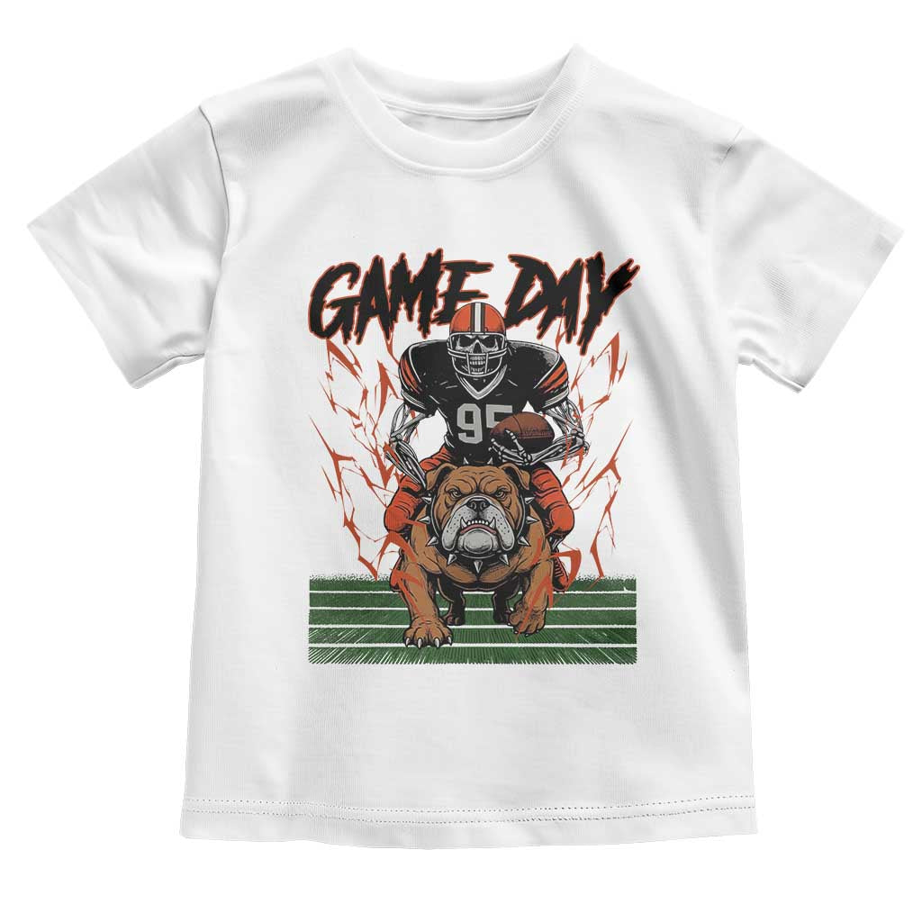 Funny Skeleton Playing Football Toddler T Shirt Game Day Gift TS12 White Print Your Wear