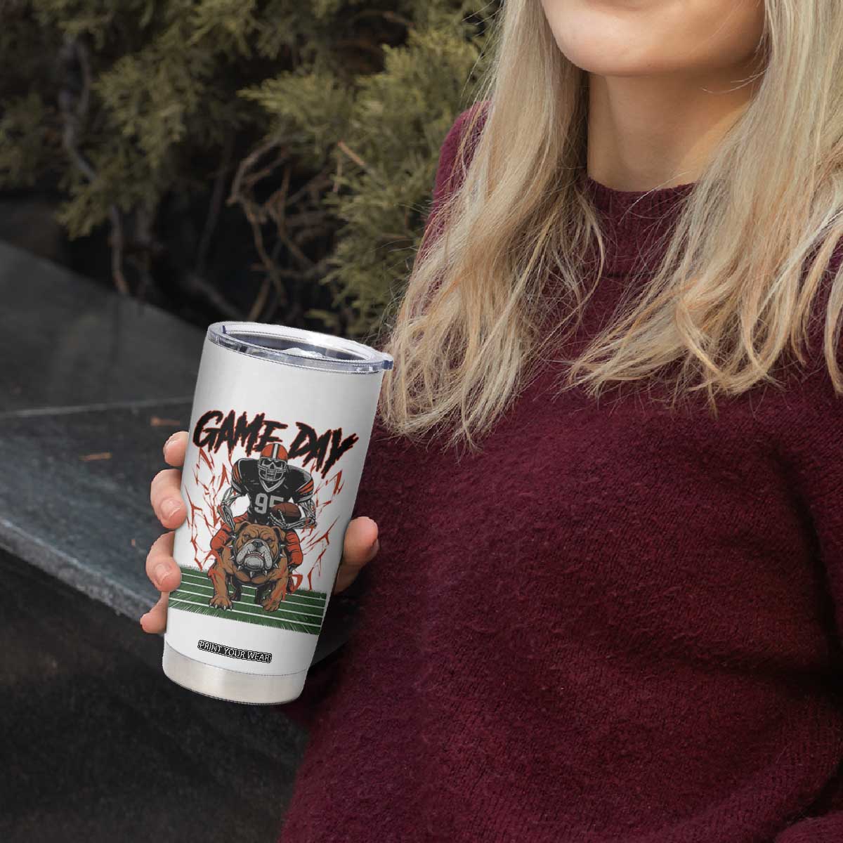 Funny Skeleton Playing Football Tumbler Cup Game Day Gift TS12 Print Your Wear