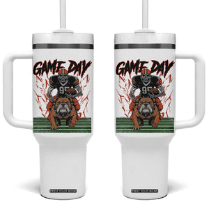 Funny Skeleton Playing Football Tumbler With Handle Game Day Gift TS12 One Size: 40 oz White Print Your Wear