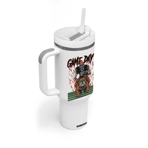 Funny Skeleton Playing Football Tumbler With Handle Game Day Gift TS12 Print Your Wear