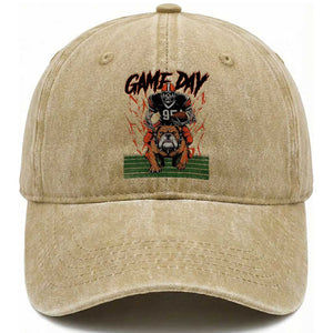 Funny Skeleton Playing Football Washed Cotton Baseball Cap Game Day Gift TS12 Print Your Wear