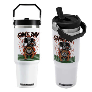 Funny Skeleton Playing Football Flip Straw Tumbler Game Day Gift TS12 One Size: 30 oz White Print Your Wear