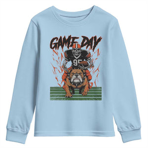 Funny Skeleton Playing Football Youth Sweatshirt Game Day Gift TS12 Light Blue Print Your Wear