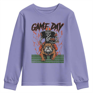 Funny Skeleton Playing Football Youth Sweatshirt Game Day Gift TS12 Violet Print Your Wear