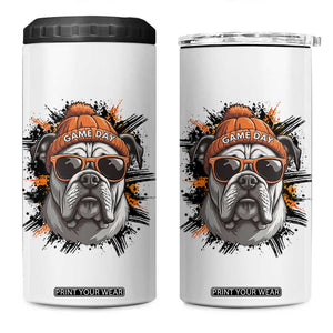 Bulldog Football Spirit 4 in 1 Can Cooler Tumbler Game Day Dog Lover Gift TS12 One Size: 16 oz White Print Your Wear