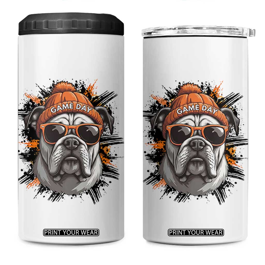 Bulldog Football Spirit 4 in 1 Can Cooler Tumbler Game Day Dog Lover Gift TS12 One Size: 16 oz White Print Your Wear