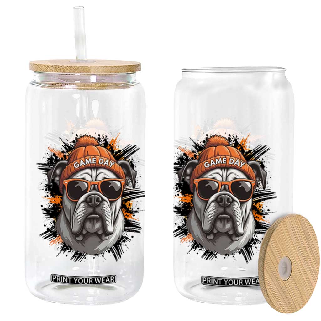 Bulldog Football Spirit Glass Can Game Day Dog Lover Gift TS12 Print Your Wear