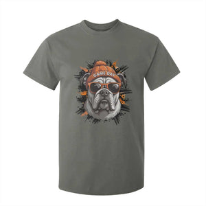 Bulldog Football Spirit T Shirt For Kid Game Day Dog Lover Gift TS12 Military Green Print Your Wear
