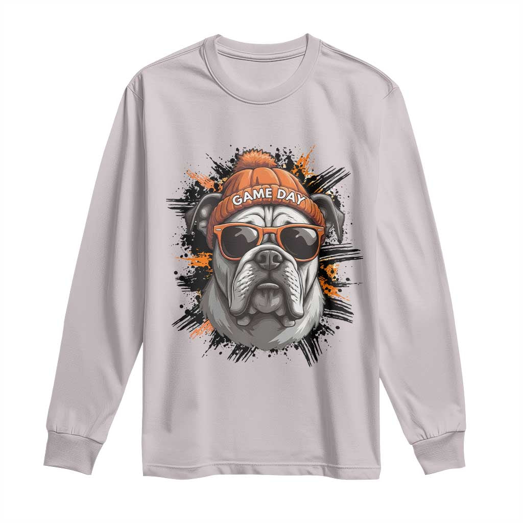 Bulldog Football Spirit Long Sleeve Shirt Game Day Dog Lover Gift TS12 Ice Gray Print Your Wear