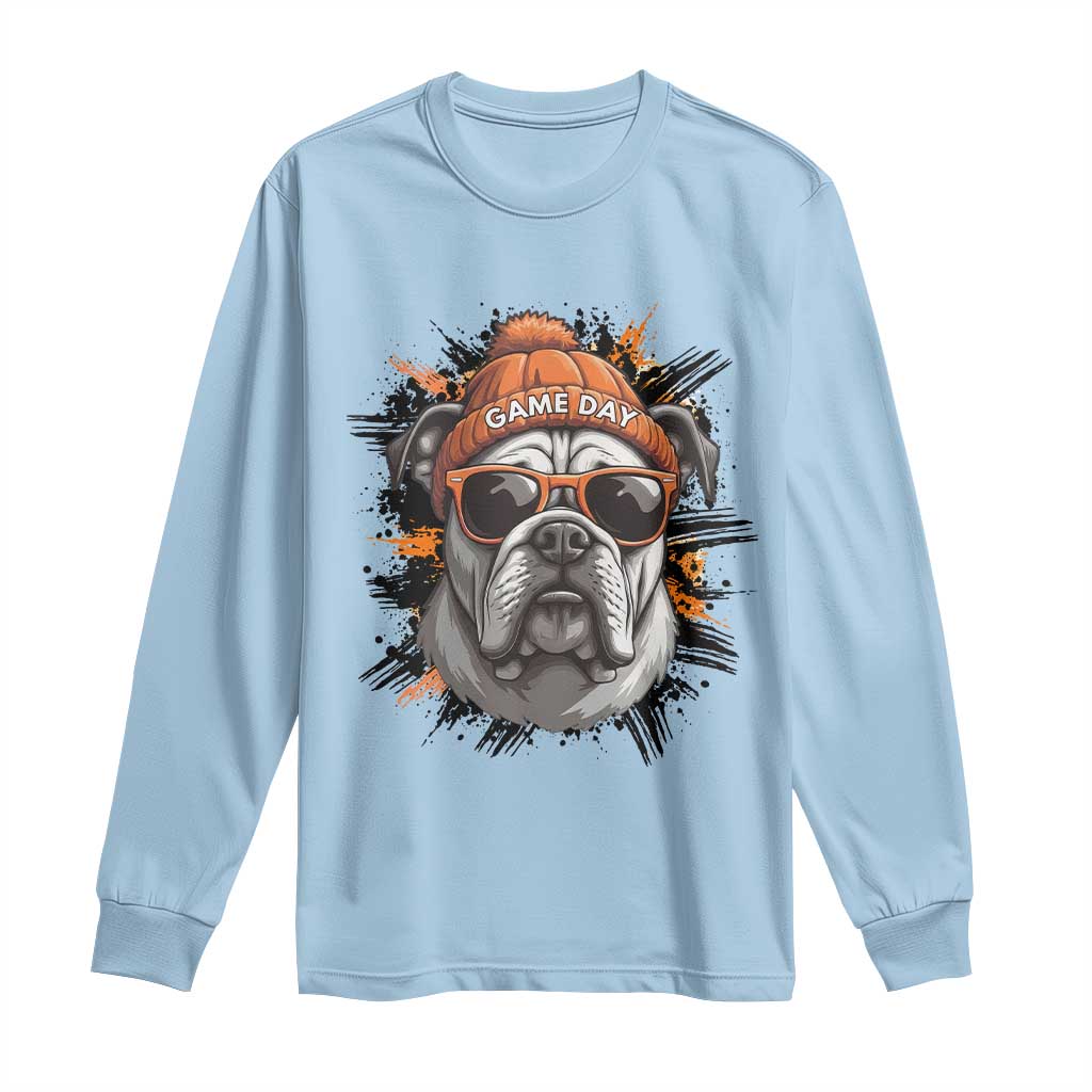 Bulldog Football Spirit Long Sleeve Shirt Game Day Dog Lover Gift TS12 Light Blue Print Your Wear