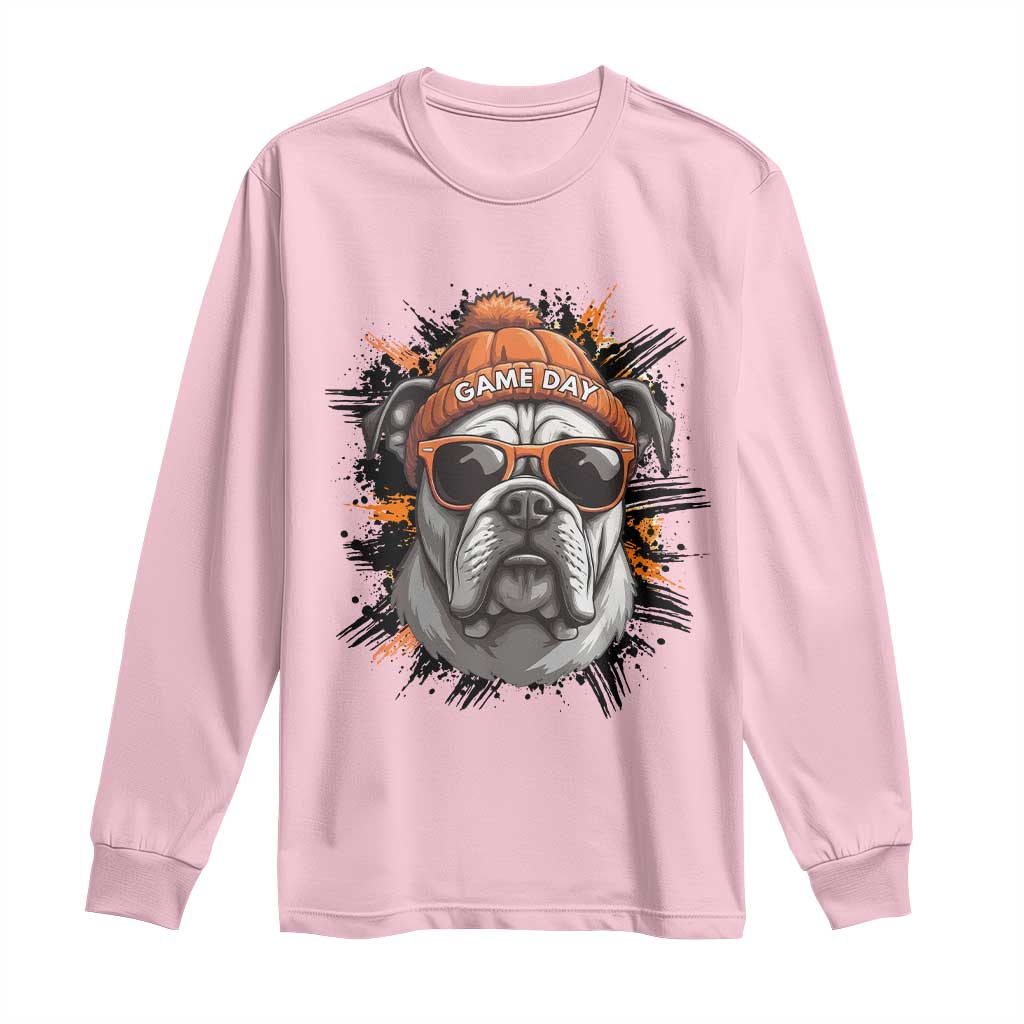 Bulldog Football Spirit Long Sleeve Shirt Game Day Dog Lover Gift TS12 Light Pink Print Your Wear