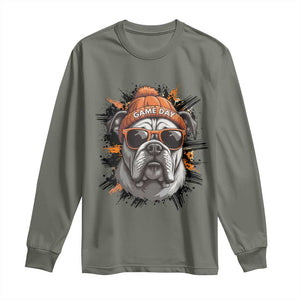 Bulldog Football Spirit Long Sleeve Shirt Game Day Dog Lover Gift TS12 Military Green Print Your Wear