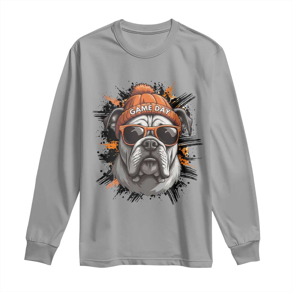 Bulldog Football Spirit Long Sleeve Shirt Game Day Dog Lover Gift TS12 Sport Gray Print Your Wear
