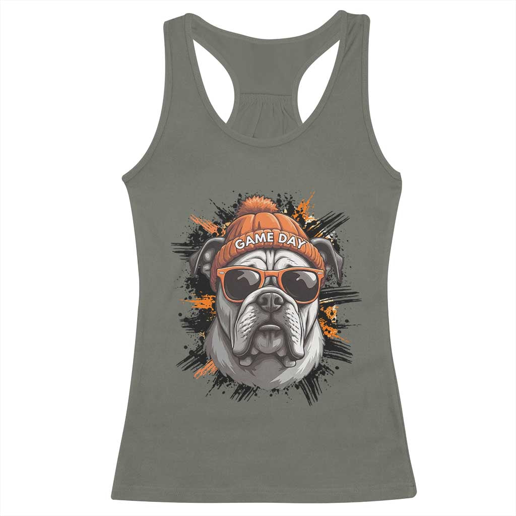 Bulldog Football Spirit Racerback Tank Top Game Day Dog Lover Gift TS12 Military Green Print Your Wear