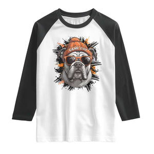 Bulldog Football Spirit Raglan Shirt Game Day Dog Lover Gift TS12 White Black Print Your Wear