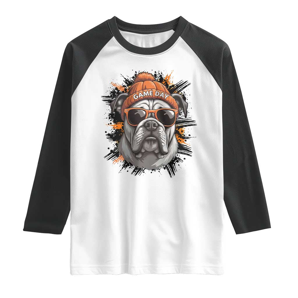 Bulldog Football Spirit Raglan Shirt Game Day Dog Lover Gift TS12 White Black Print Your Wear